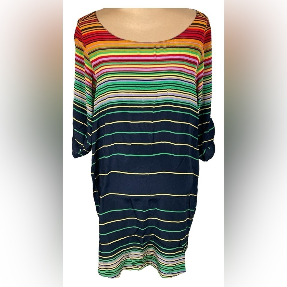 Amanda Uprichard 100% Silk Bright Stripes Tunic Blouse Top - Medium - Picture 1 of 7